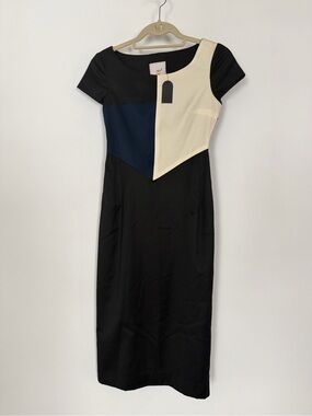 Abaete Colorblock Dress Size 0 with tags, Made in USA, 100% Wool